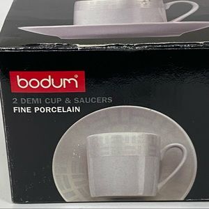 Bodum Fine Porcelain 2 Demi Cups and Saucers